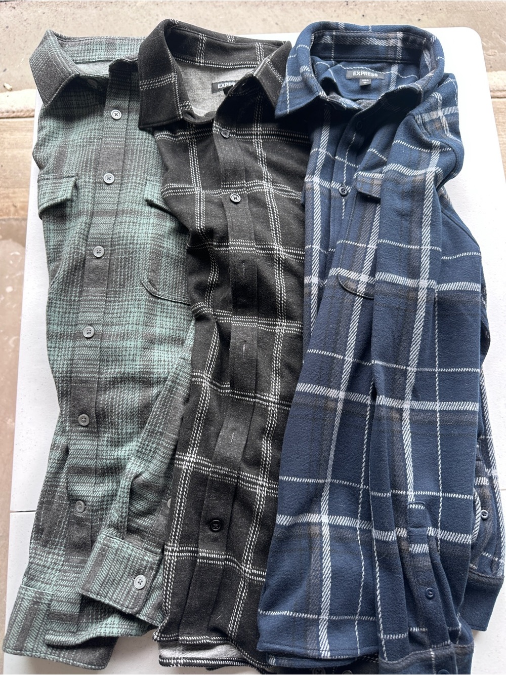 Express Men's Plaid Thick Flannel Shirt Bundle